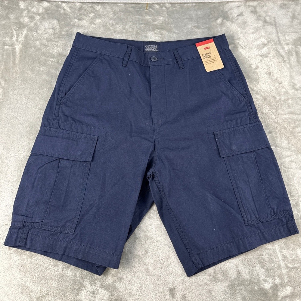 Levi's Cargo Shorts Mens 32 Carrier Cargo Navy Blue Ripstop NEW